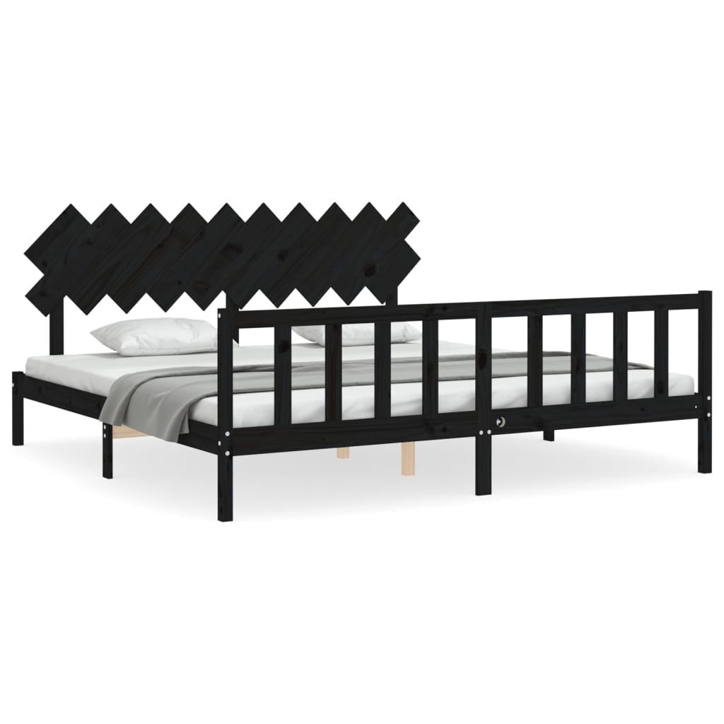 vidaXL Bed Frame without Mattress Black 200x200 cm Solid Wood Pine