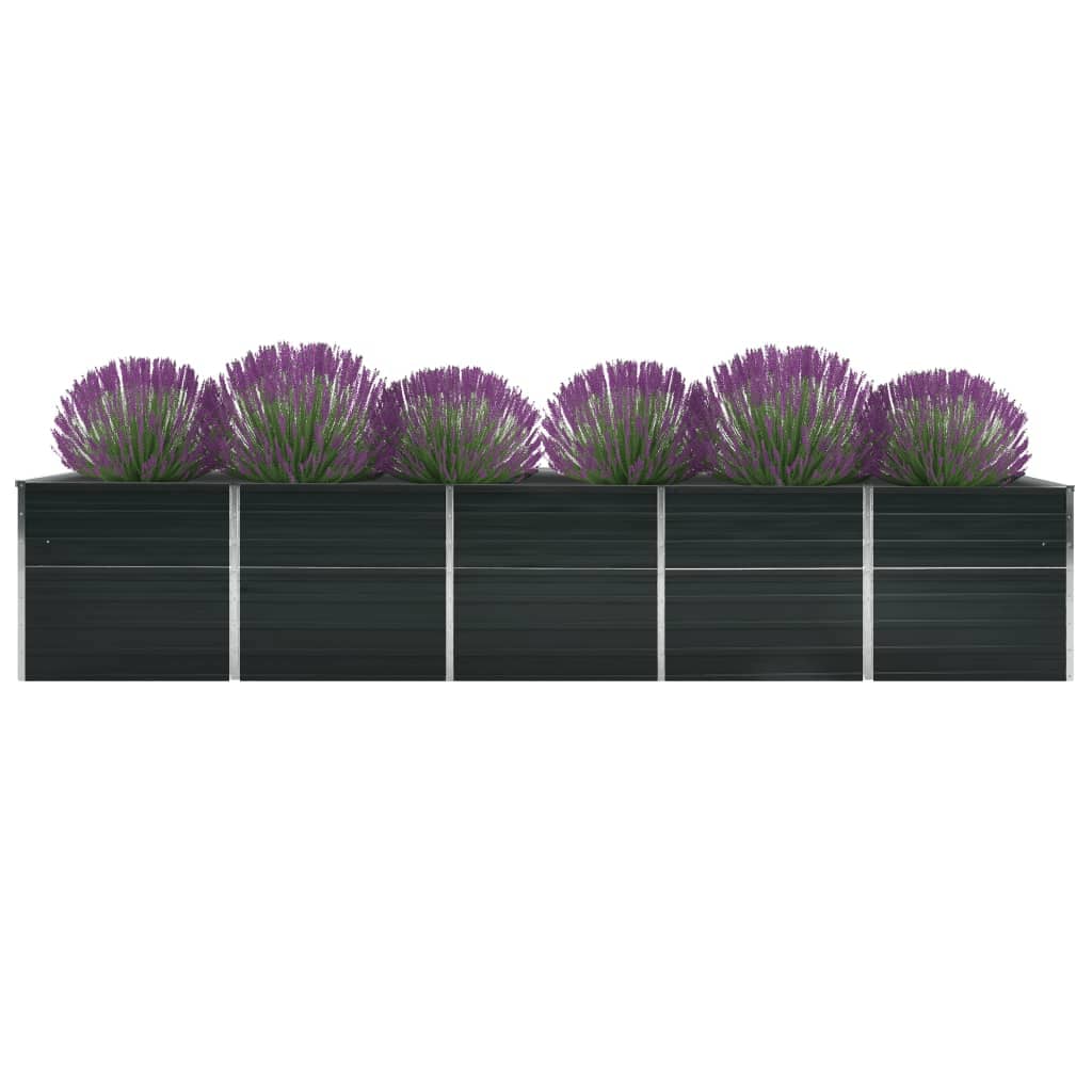 vidaXL Garden Raised Bed Galvanised Steel 400x80x77 cm Anthracite