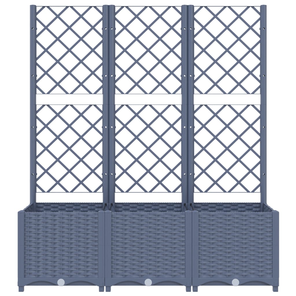 vidaXL Garden Planter with Trellis Dark Grey 120x40x136 cm PP