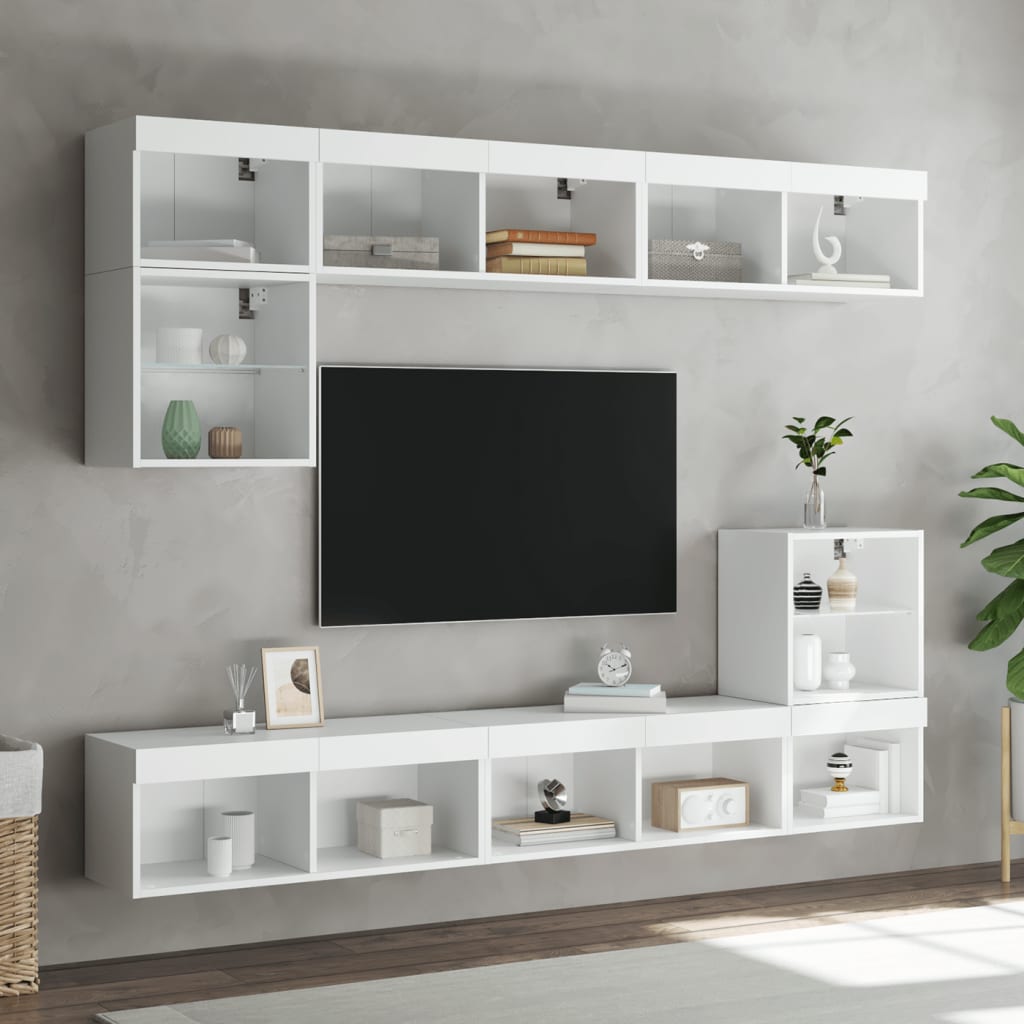 vidaXL TV Cabinet with LED Lights White 80x30x30 cm