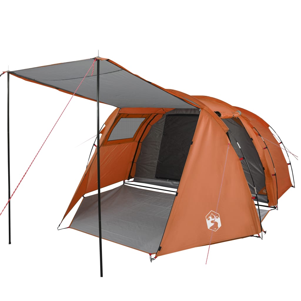 vidaXL Camping Tent Tunnel 4-Person Grey and Orange Waterproof