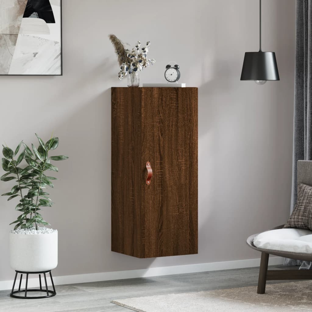 vidaXL Wall Mounted Cabinet Brown Oak 34.5x34x90 cm