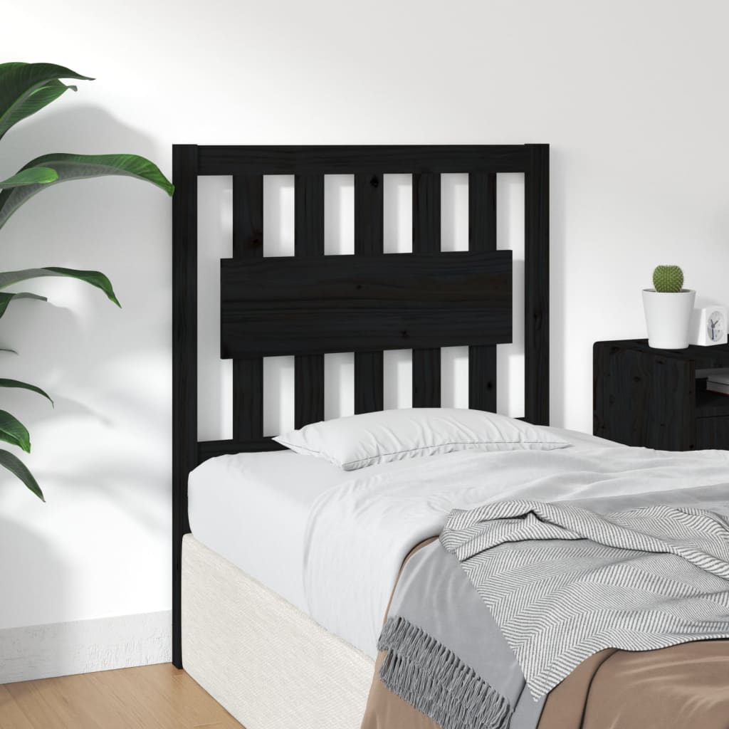 vidaXL Bed Headboard Black 80.5x4x100 cm Solid Wood Pine