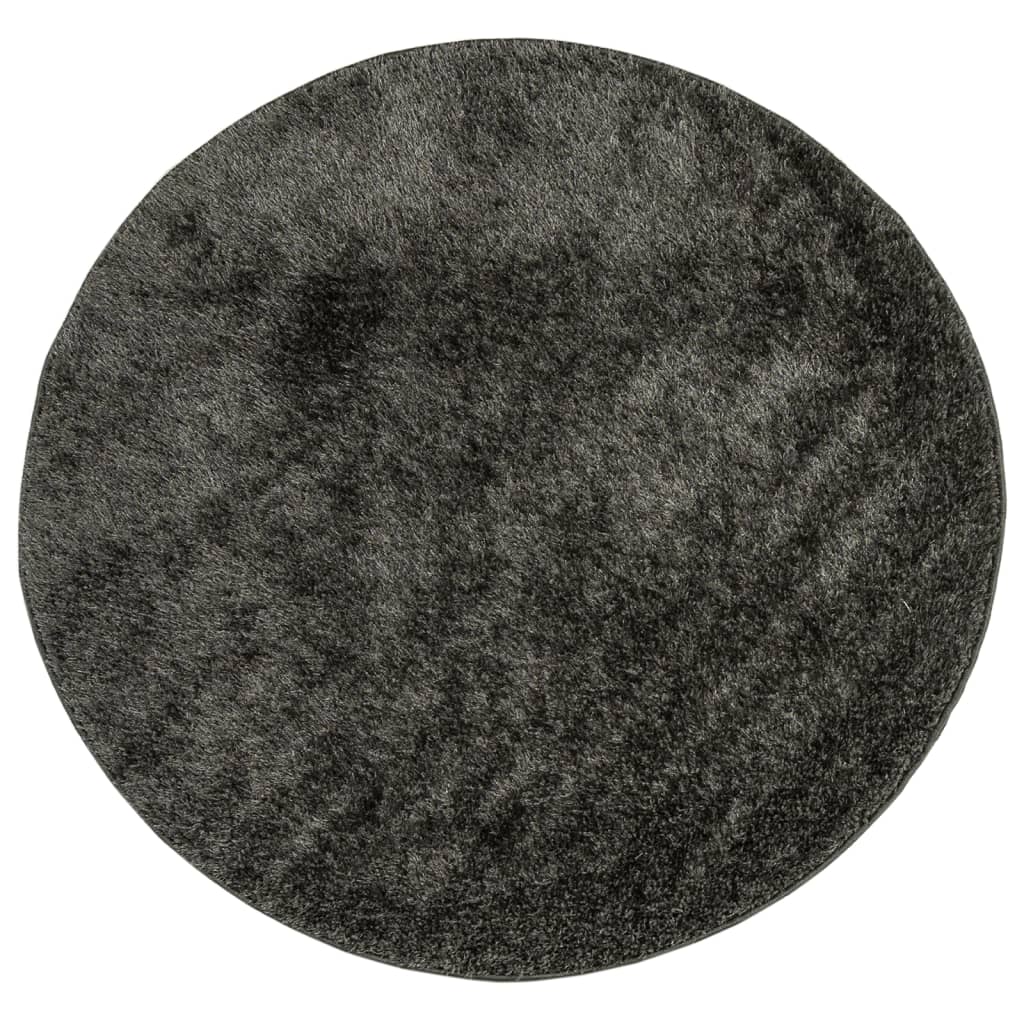 vidaXL Rug ISTAN High Pile Shiny Look Anthracite Ø 100 cm