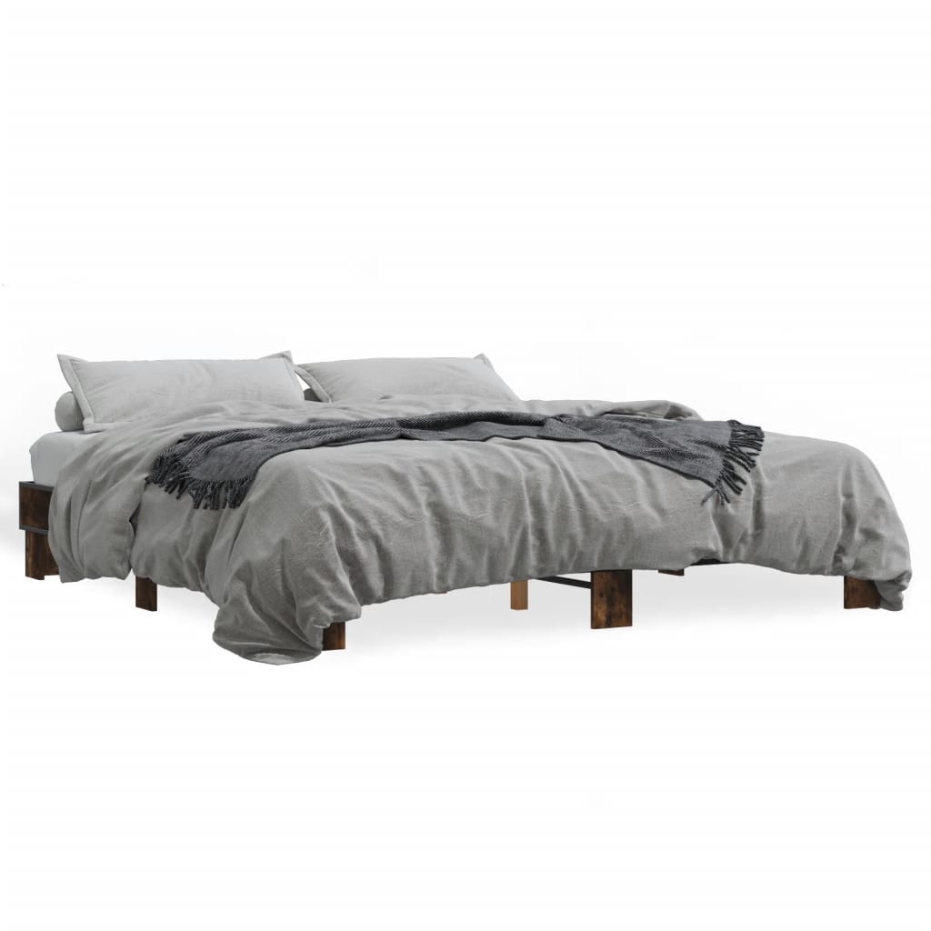 vidaXL Bed Frame without Mattress Smoked Oak 200x200 cm