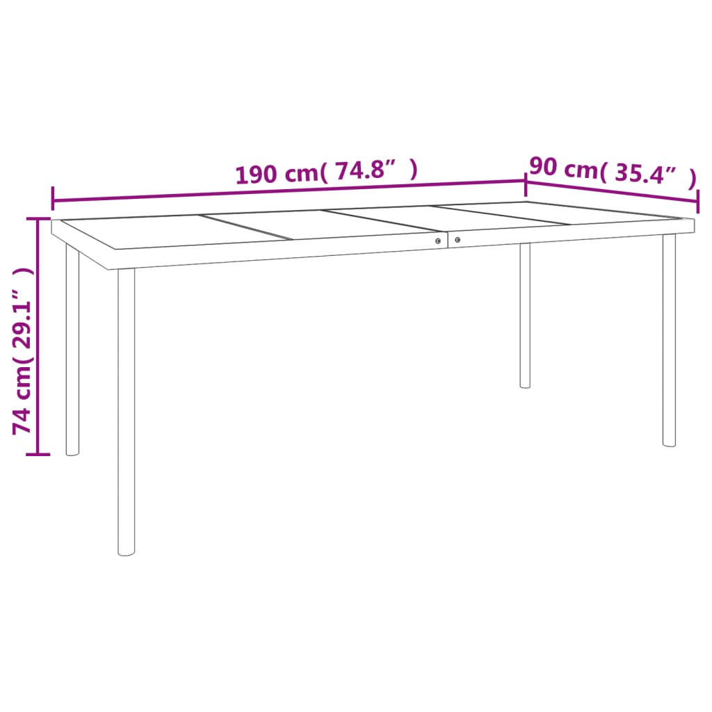 vidaXL 9 Piece Garden Dining Set Black Steel and Textilene