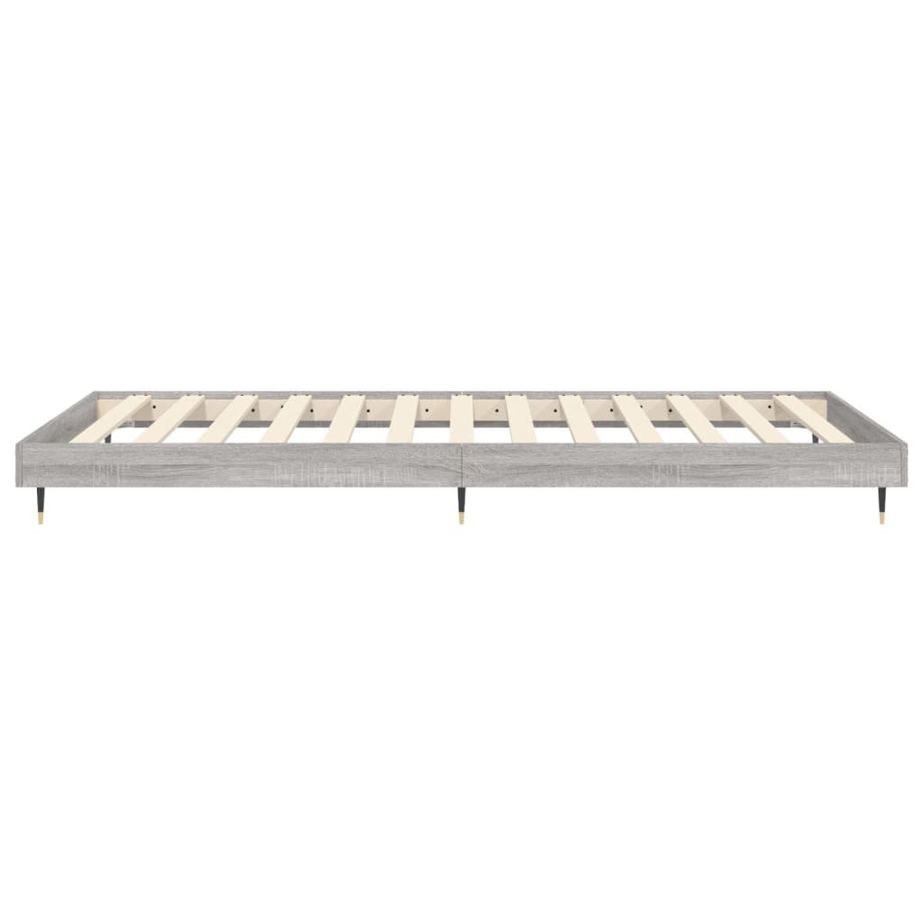 vidaXL Bed Frame without Mattress Grey Sonoma 75x190 cm Small Single Engineered Wood