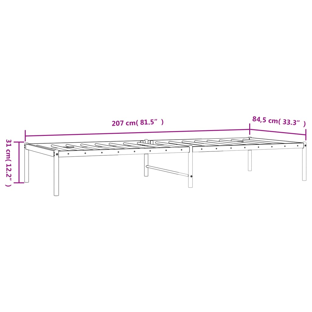 vidaXL Metal Bed Frame without Mattress White 80x200 cm