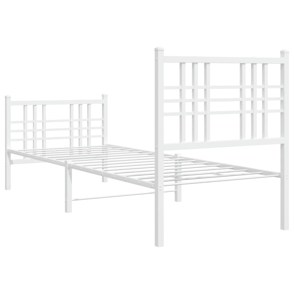 vidaXL Metal Bed Frame without Mattress with Footboard White 80x200 cm