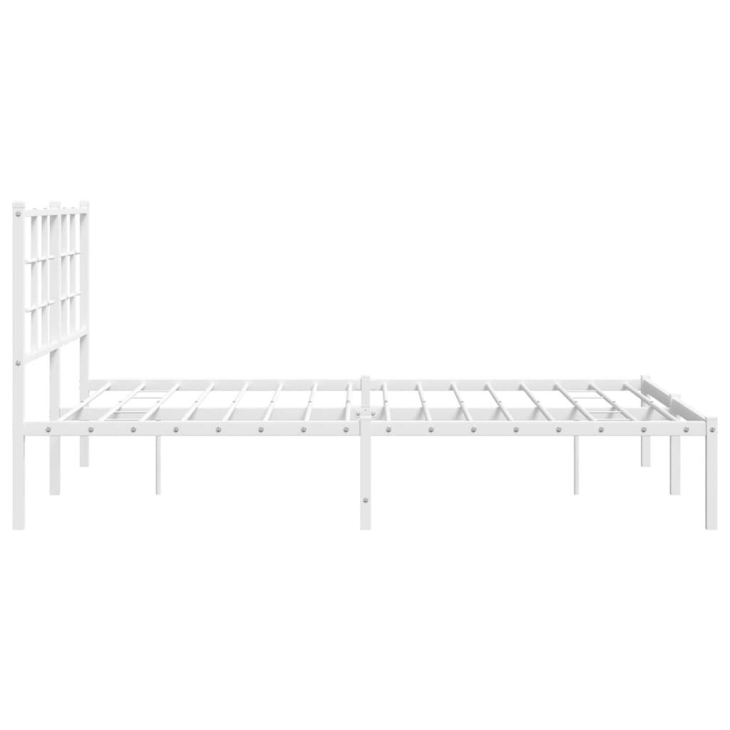 vidaXL Metal Bed Frame without Mattress with Headboard White 140x200 cm