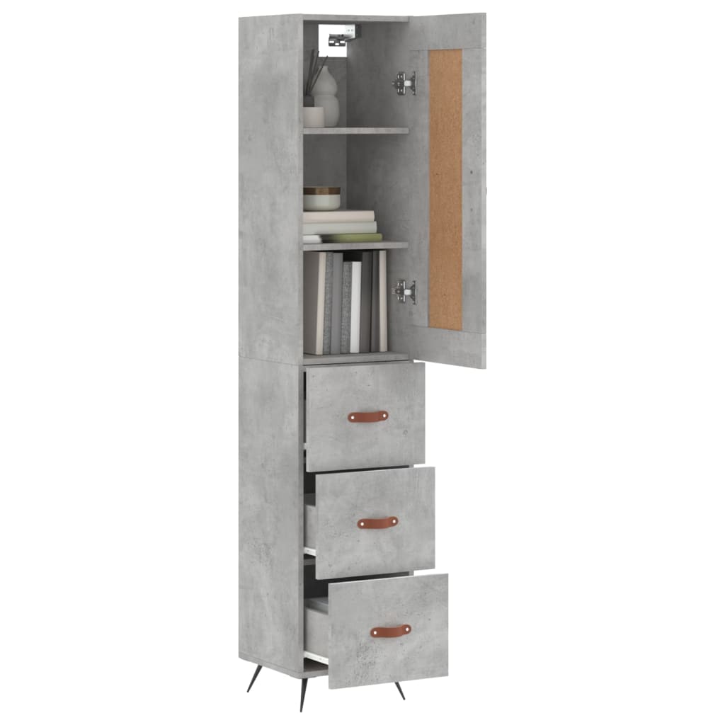 vidaXL Highboard Concrete Grey 34.5x34x180 cm Engineered Wood