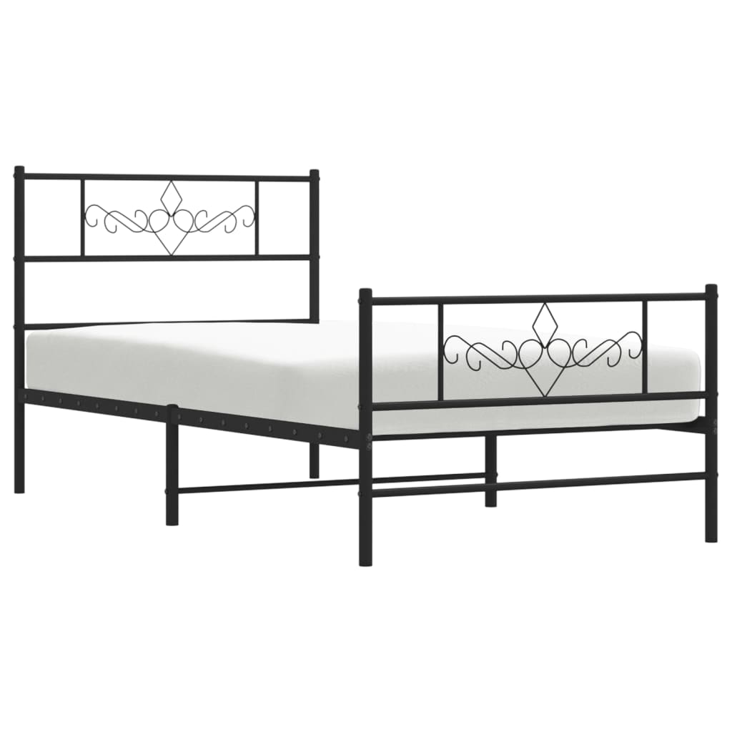 vidaXL Metal Bed Frame without Mattress with Footboard Black 100x200 cm