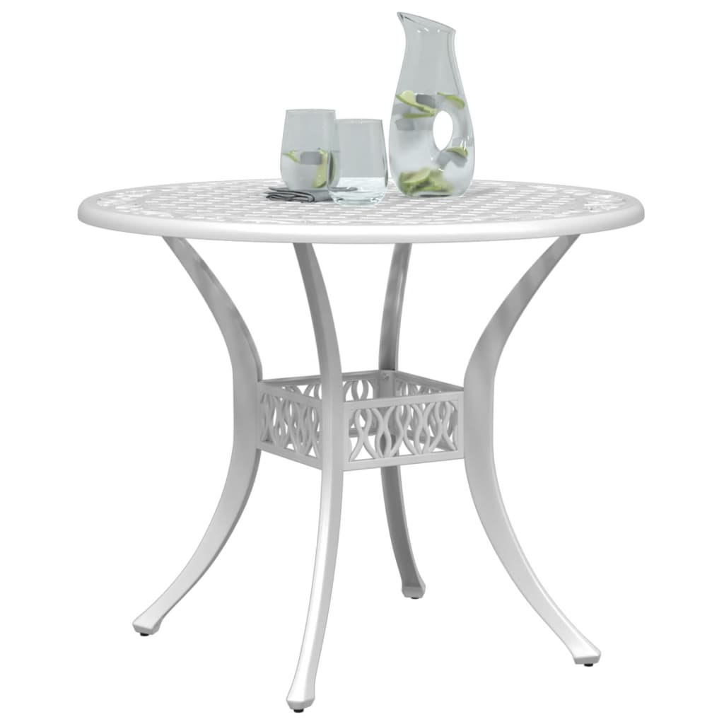 vidaXL Garden Table White Ø90x75 cm Cast Aluminium