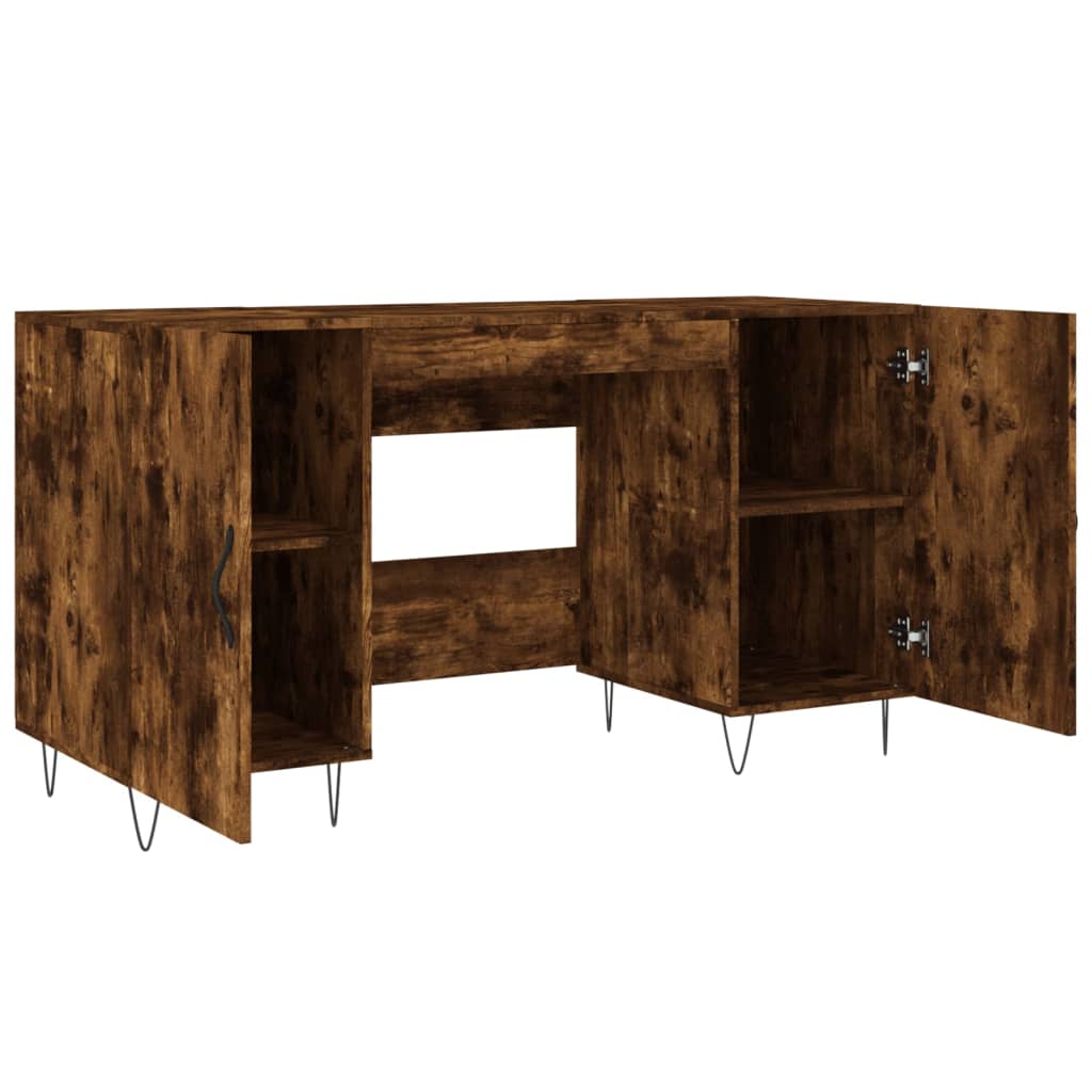 vidaXL Desk Smoked Oak 140x50x75 cm Engineered Wood