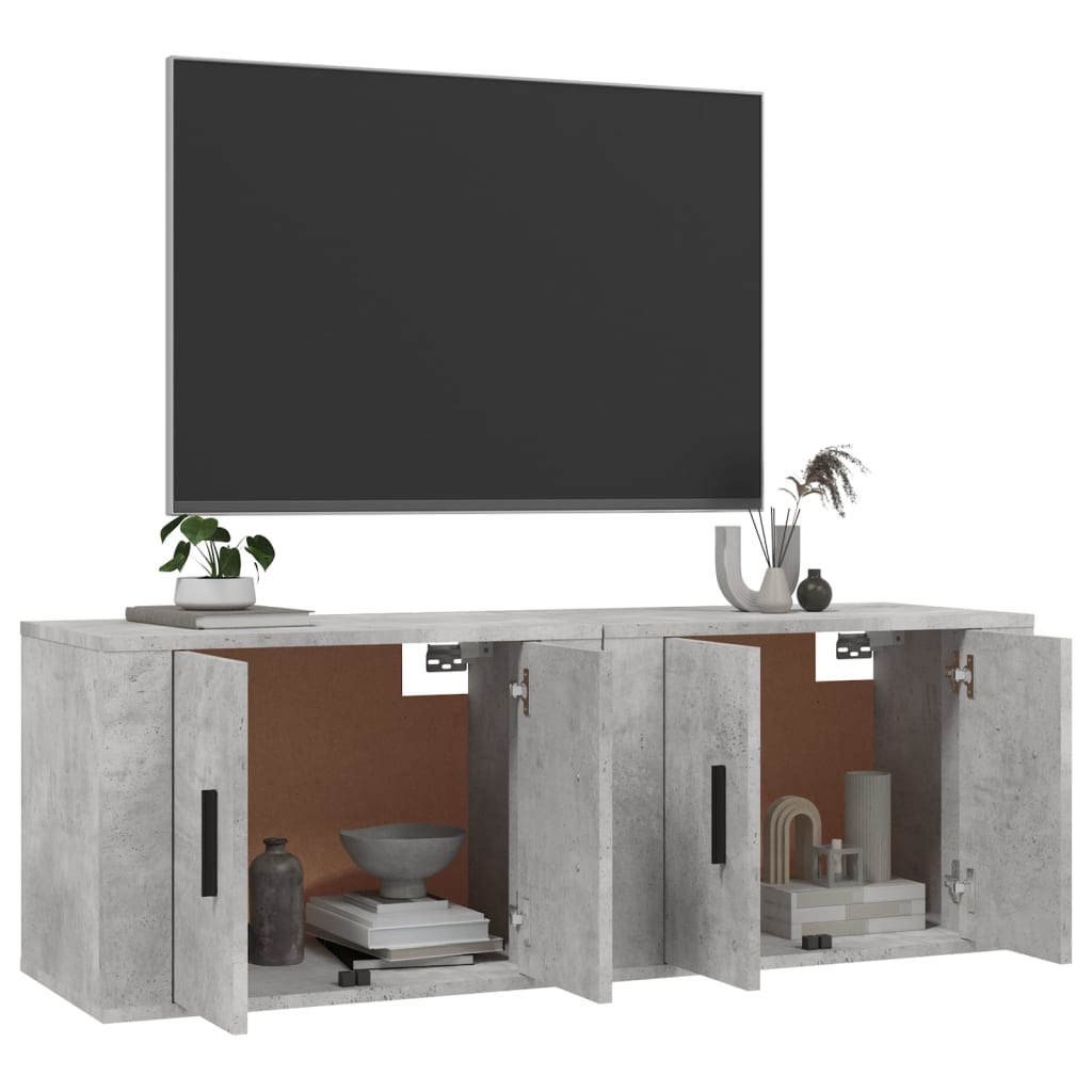 vidaXL Wall-mounted TV Cabinets 2 pcs Concrete Grey 57x34.5x40 cm