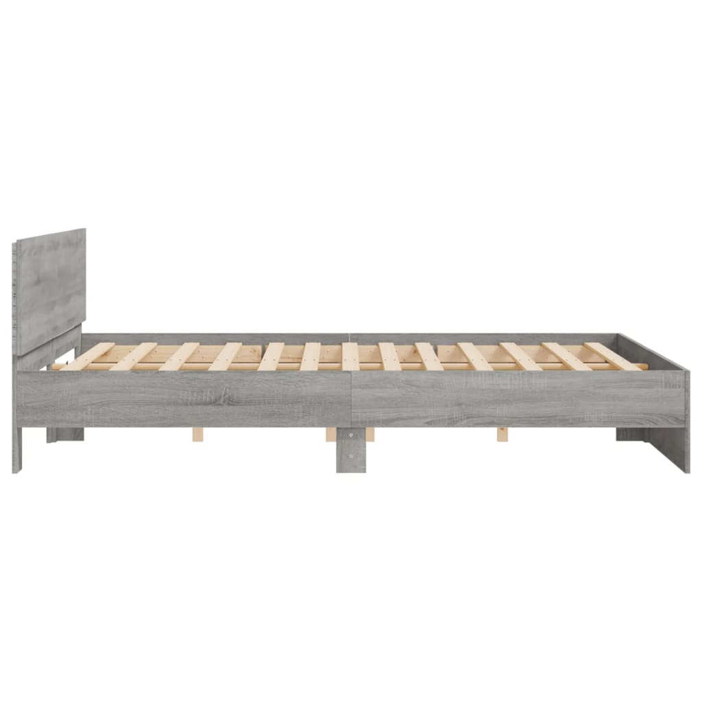 vidaXL Bed Frame with LED without Mattress Grey Sonoma 200x200 cm