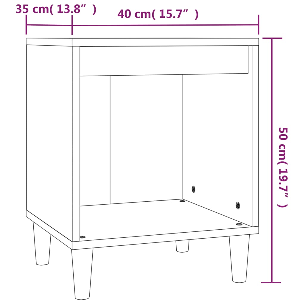 vidaXL Bedside Cabinet White 40x35x50 cm Engineered Wood