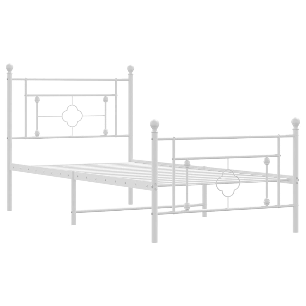 vidaXL Metal Bed Frame without Mattress with Footboard White 90x200 cm