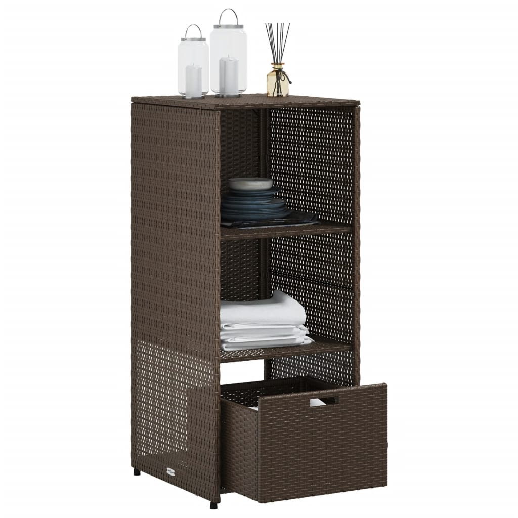 vidaXL Garden Storage Cabinet Brown 50x55x115 cm Poly Rattan