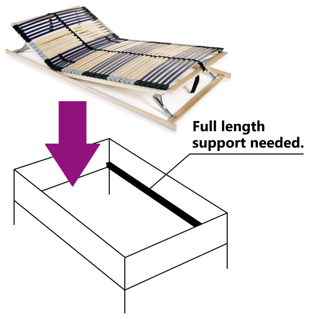 vidaXL Slatted Bed Base without Mattress with 42 Slats 7 Zones 100x200 cm