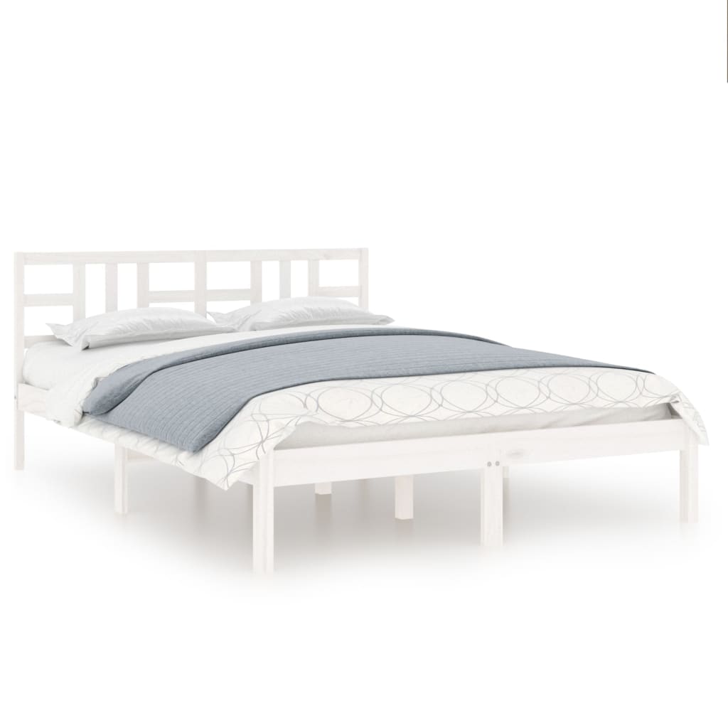 vidaXL Bed Frame without Mattress White 135x190 cm Double Solid Wood