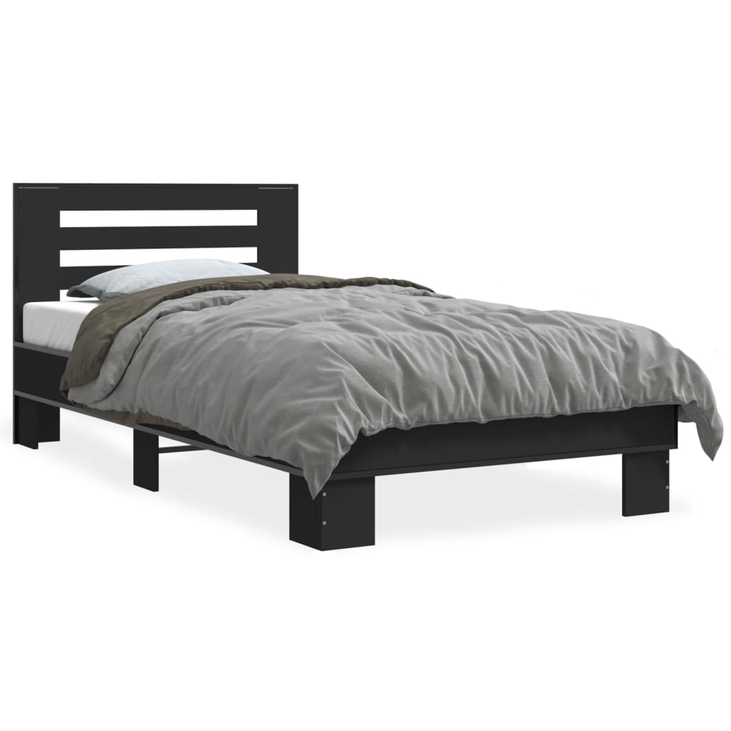 vidaXL Bed Frame without Mattress Black 90x190 cm Single