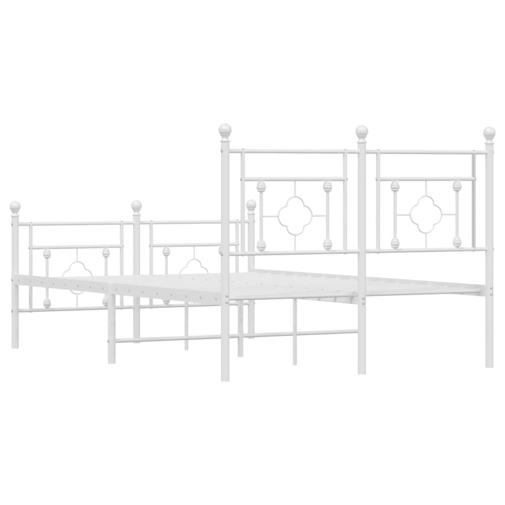 vidaXL Metal Bed Frame without Mattress with Footboard White 120x200 cm