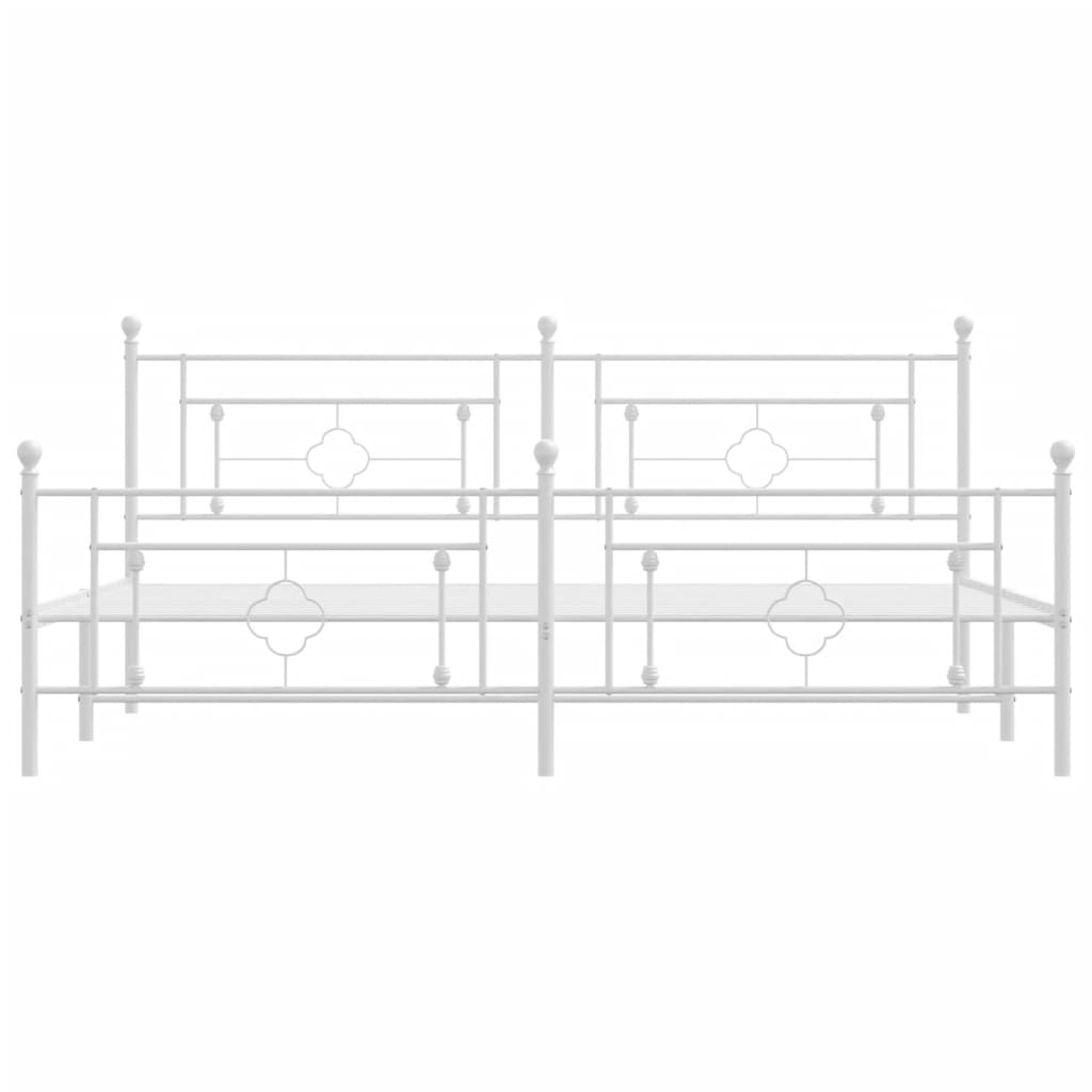 vidaXL Metal Bed Frame without Mattress with Footboard White 200x200 cm