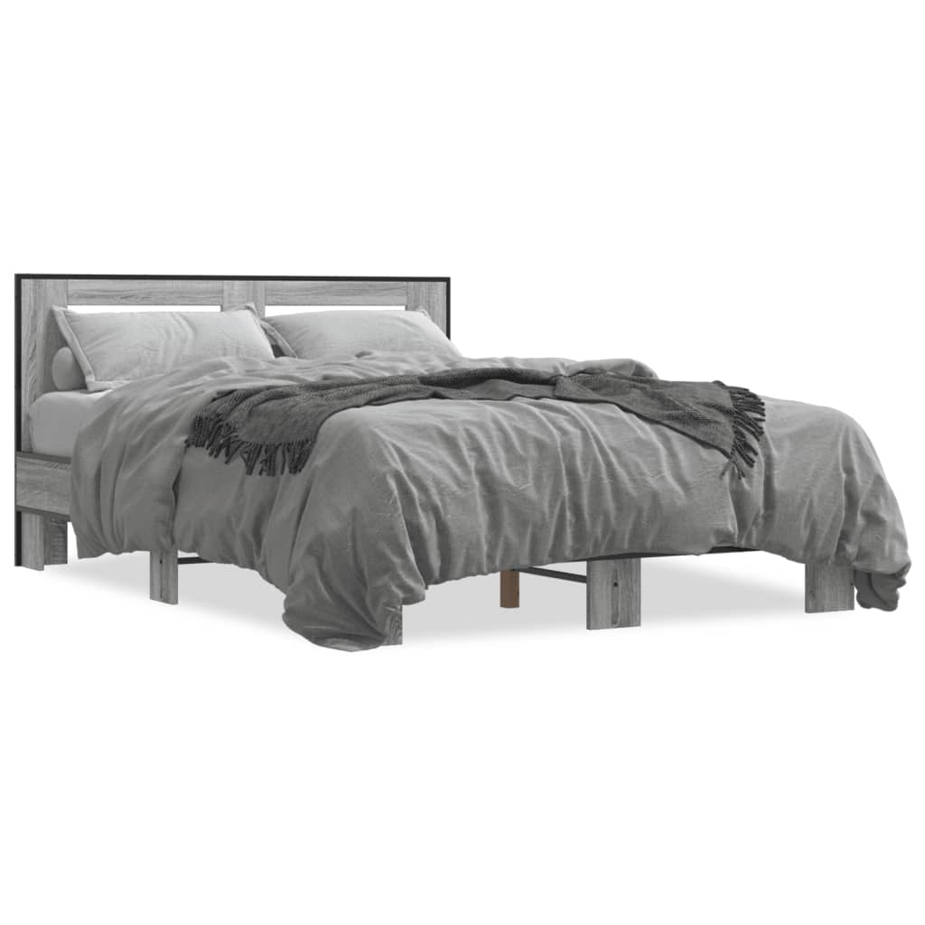 vidaXL Bed Frame without Mattress Grey Sonoma 120x200 cm