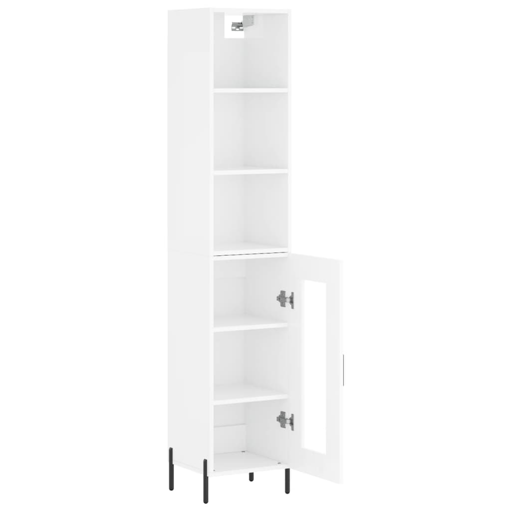 vidaXL Highboard High Gloss White 34.5x34x180 cm Engineered Wood