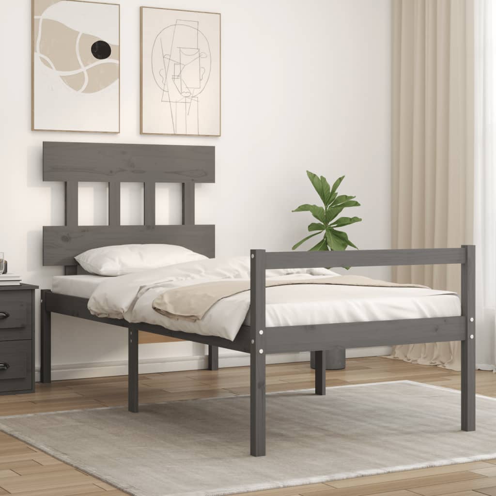 vidaXL Senior Bed without Mattress Grey 100x200 cm Solid Wood