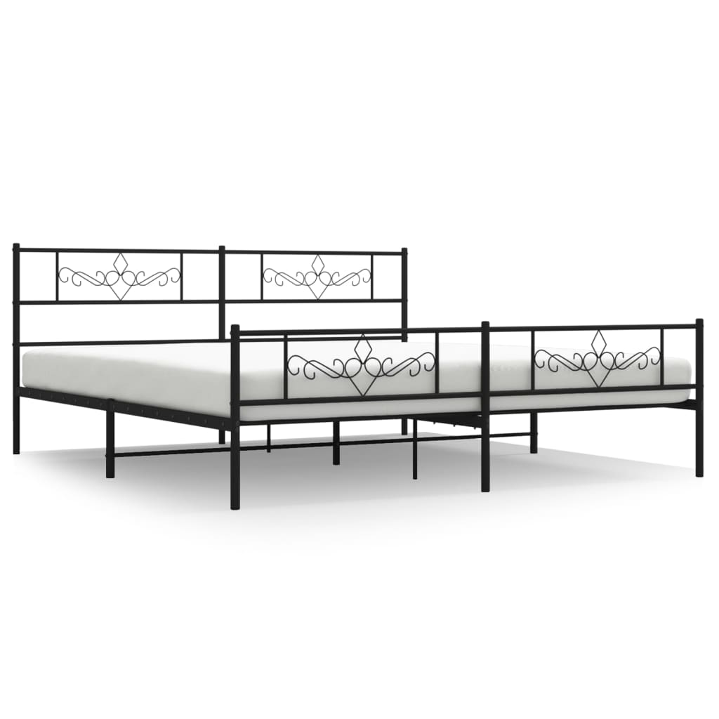 vidaXL Metal Bed Frame without Mattress with Footboard Black 193x203 cm