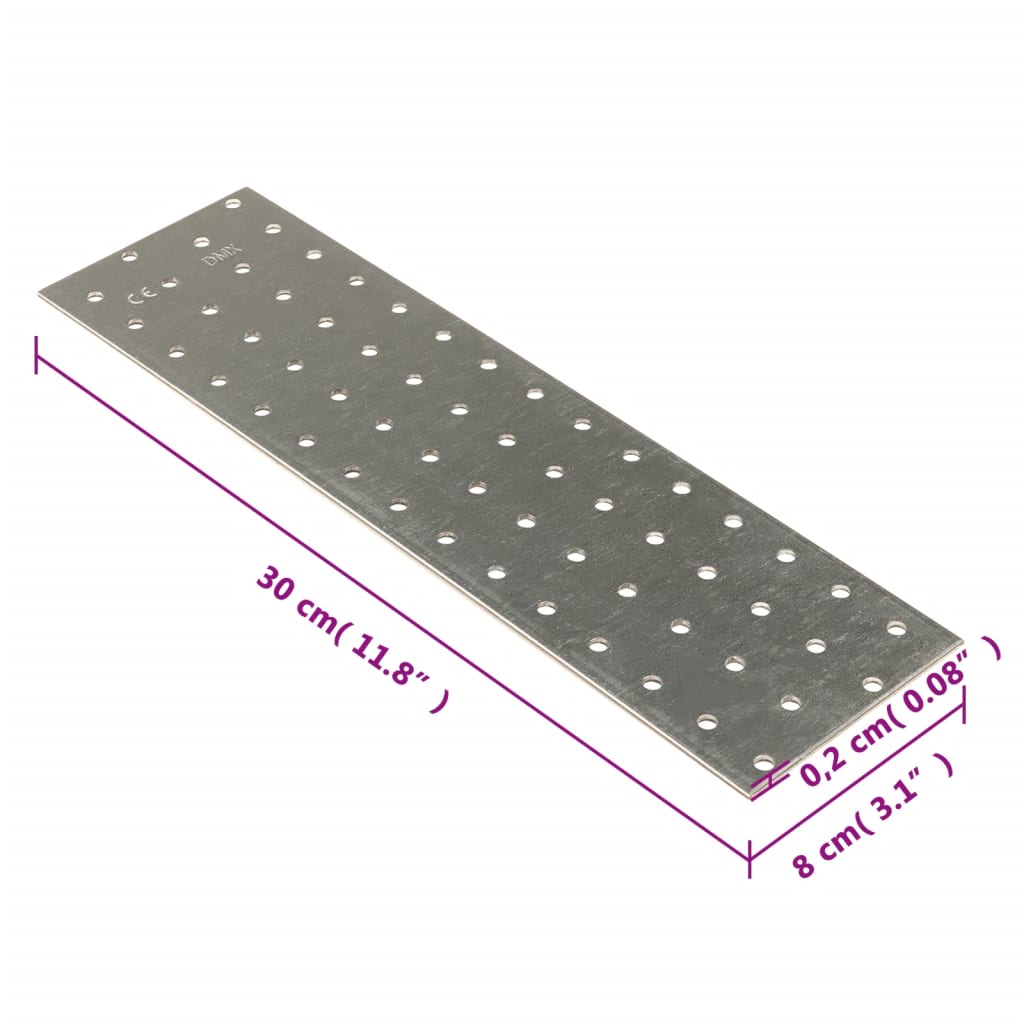 vidaXL Perforated Plates 40 pcs 2 mm 300x80 mm Galvanised Steel