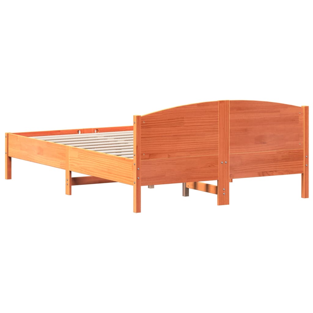 vidaXL Bed Frame without Mattress Wax Brown 140x200 cm Solid Wood Pine