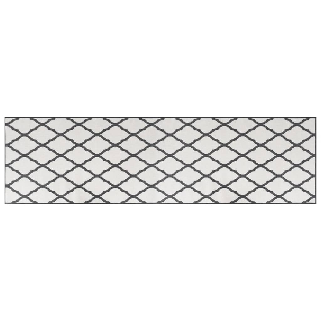 vidaXL Outdoor Rug Grey and White 80x250 cm Reversible Design