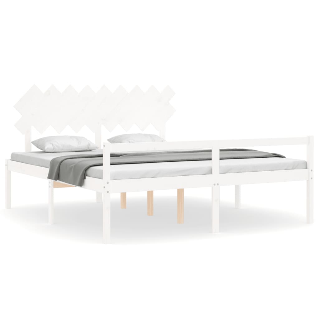 vidaXL Senior Bed without Mattress White Super King Size Solid Wood