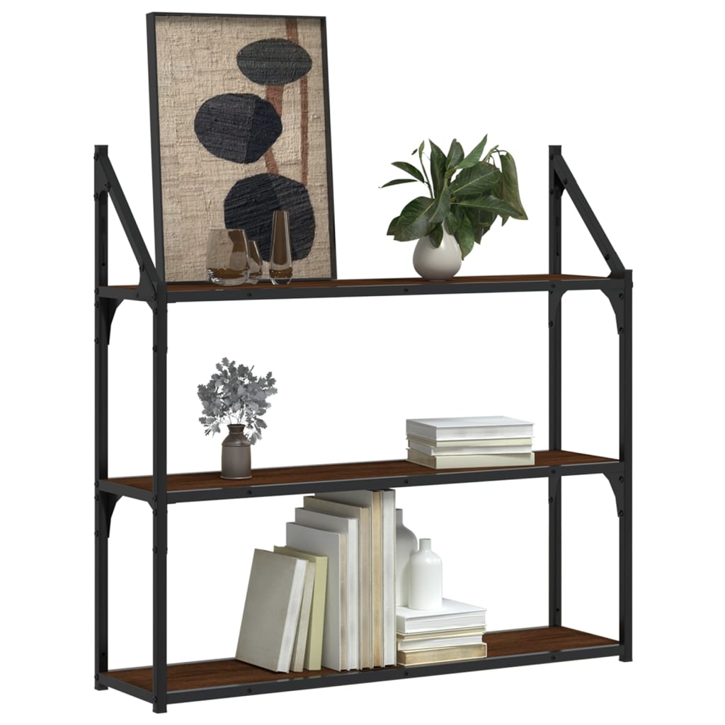 vidaXL 3-Tier Wall Shelf Brown Oak 80x21x78.5 cm Engineered Wood