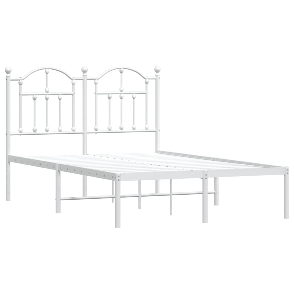 vidaXL Metal Bed Frame without Mattress with Headboard White 120x200 cm