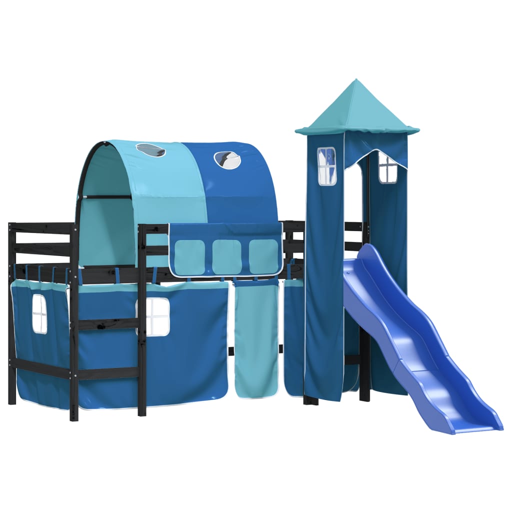 vidaXL Kids' Loft Bed with Tower without Mattress Blue 80x200 cm