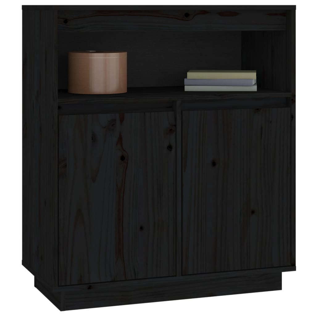 vidaXL Sideboard Black 70x34x80 cm Solid Wood Pine