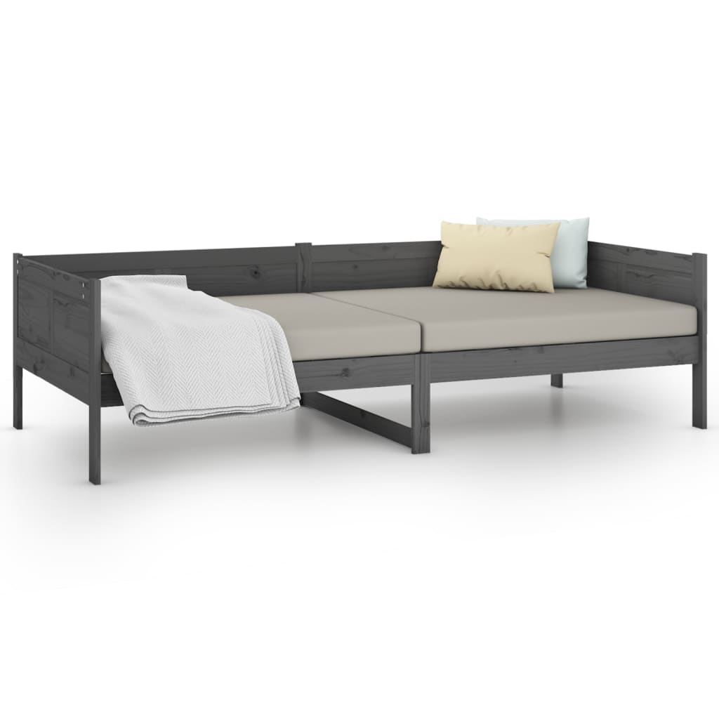 vidaXL Day Bed without Mattress Grey Solid Wood Pine 90x190 cm Single