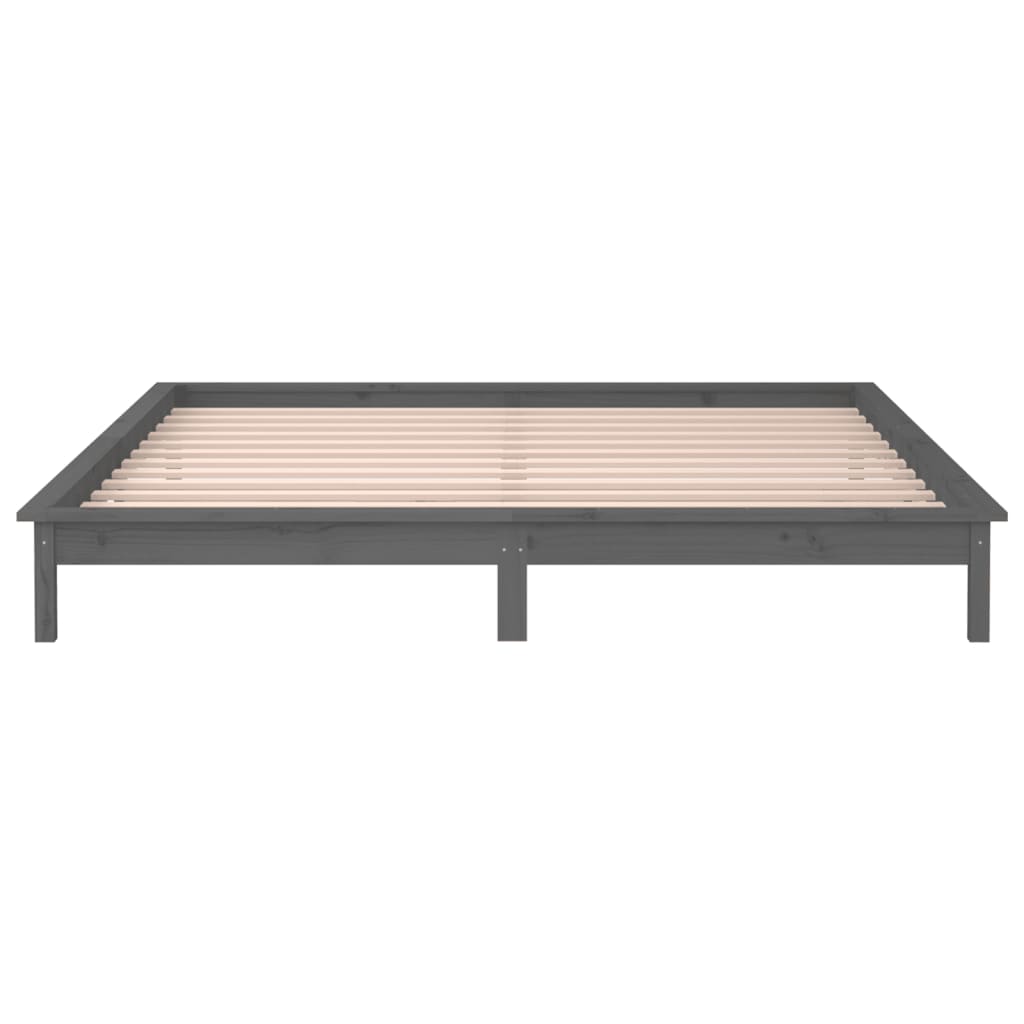 vidaXL LED Bed Frame without Mattress Grey 160x200 cm Solid Wood