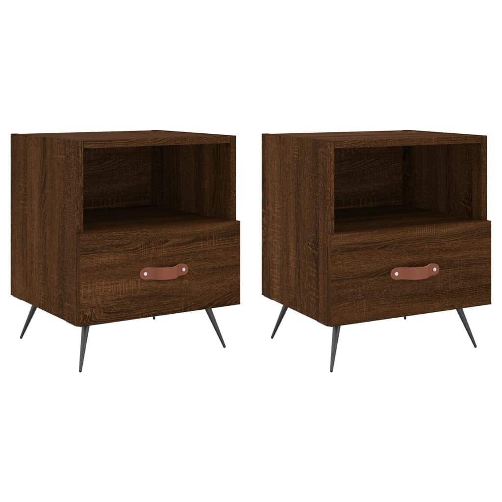 vidaXL Bedside Cabinets 2 pcs Brown Oak 40x35x47.5 cm Engineered Wood