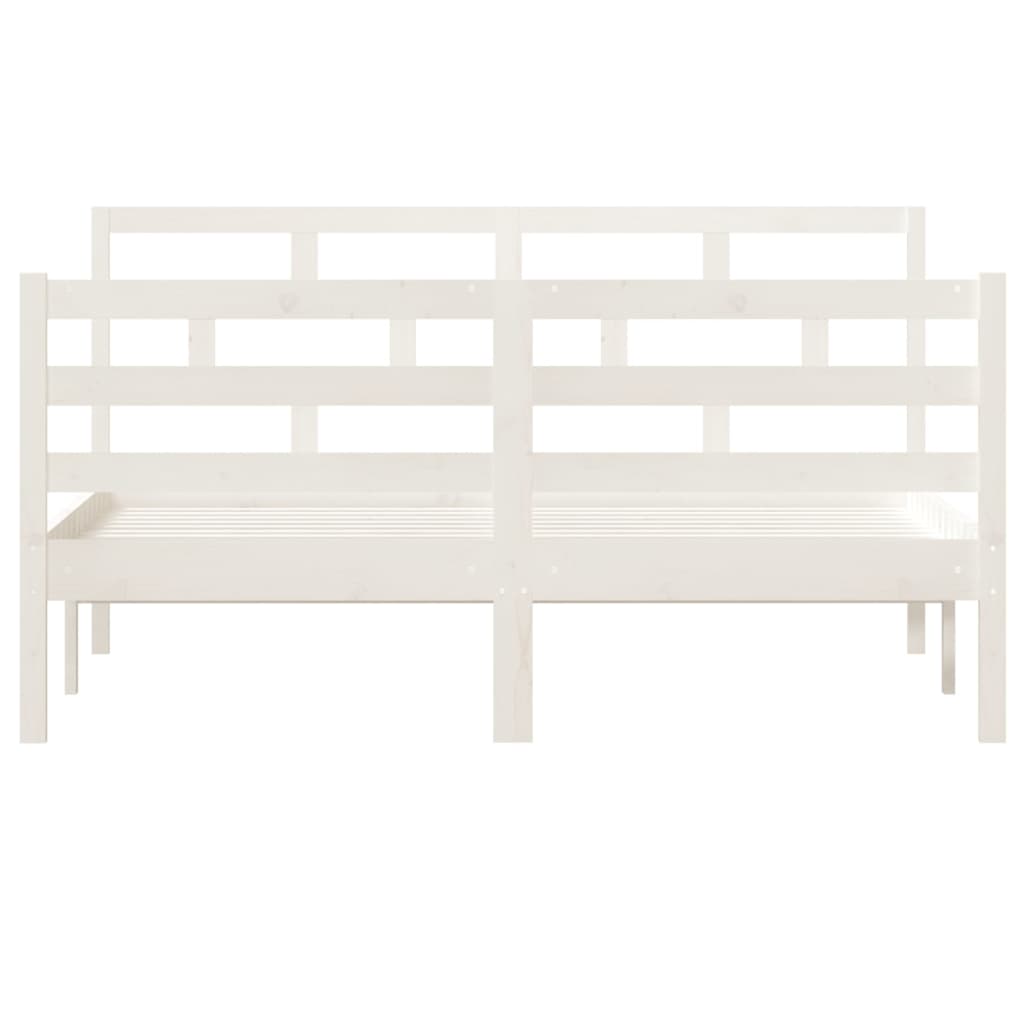 vidaXL Bed Frame without Mattress White Solid Wood 140x190 cm (810411+814195)