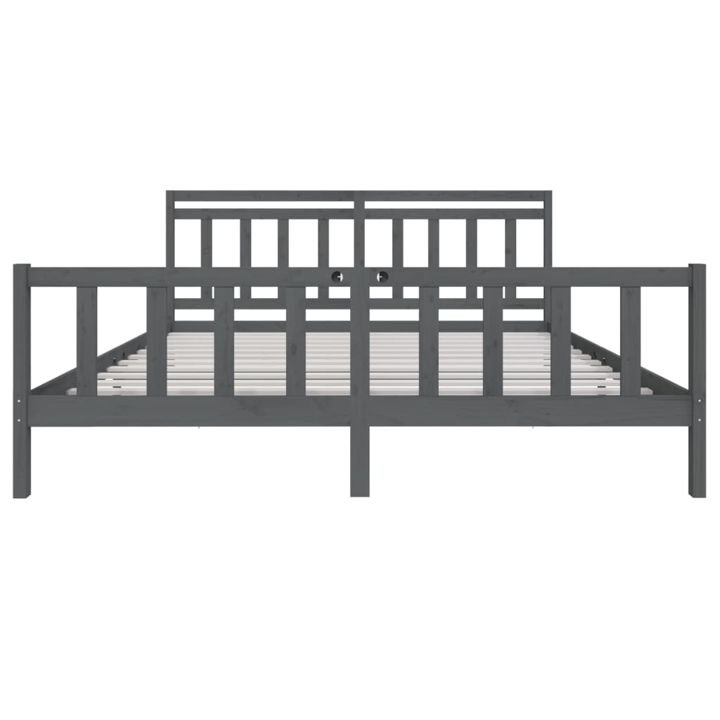 vidaXL Bed Frame without Mattress Grey Solid Wood 200x200 cm (810104+814116)