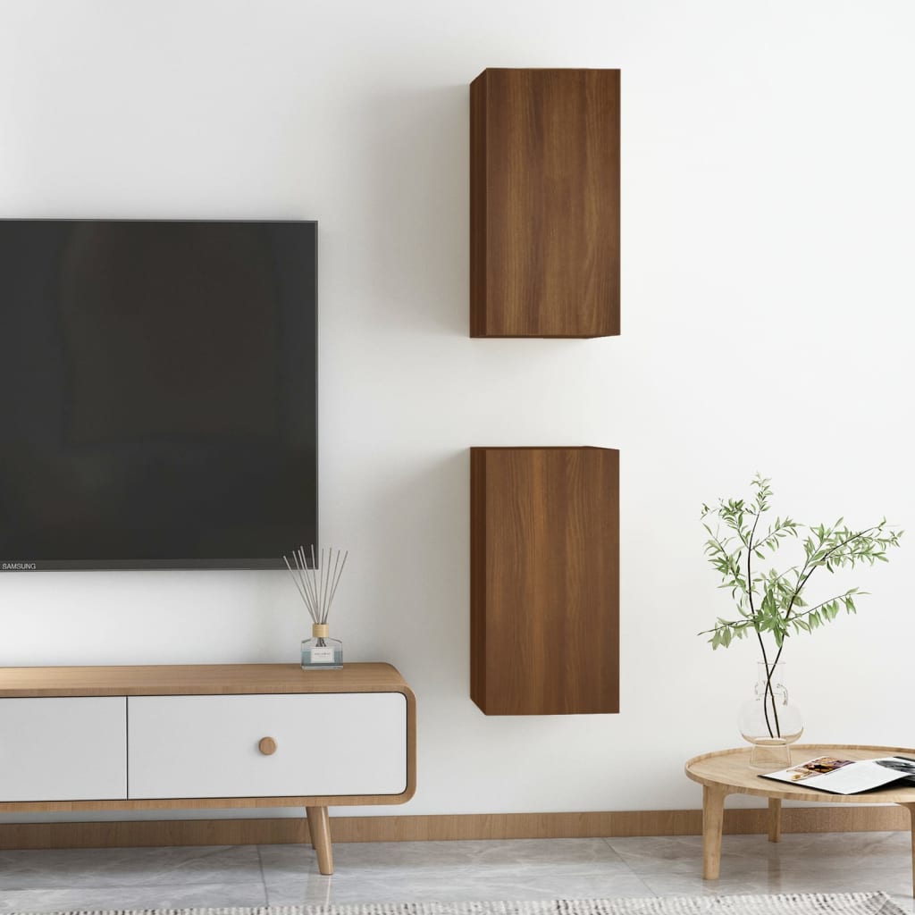 vidaXL TV Cabinets 2 pcs Brown Oak 30.5x30x60 cm Engineered Wood