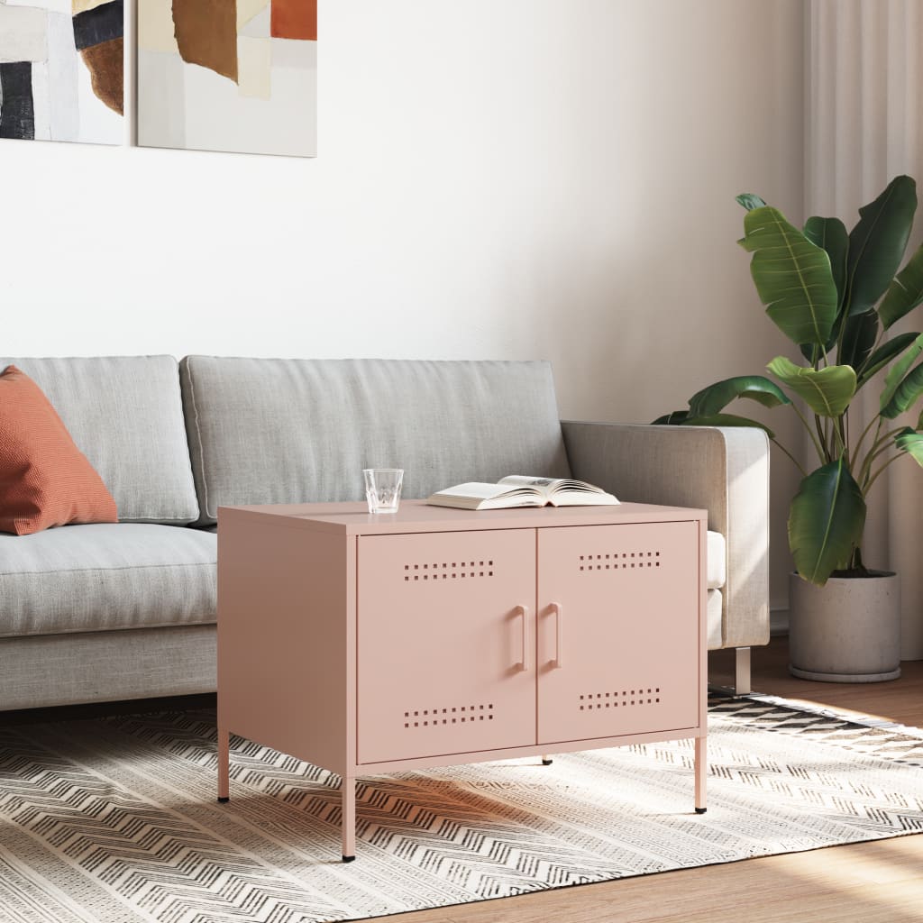 vidaXL Coffee Table Pink 68x50x50.5 cm Steel