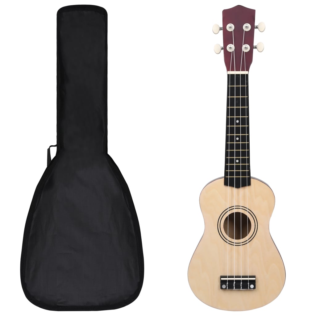 vidaXL Soprano Ukulele Set with Bag for Kids Light Wood 21"