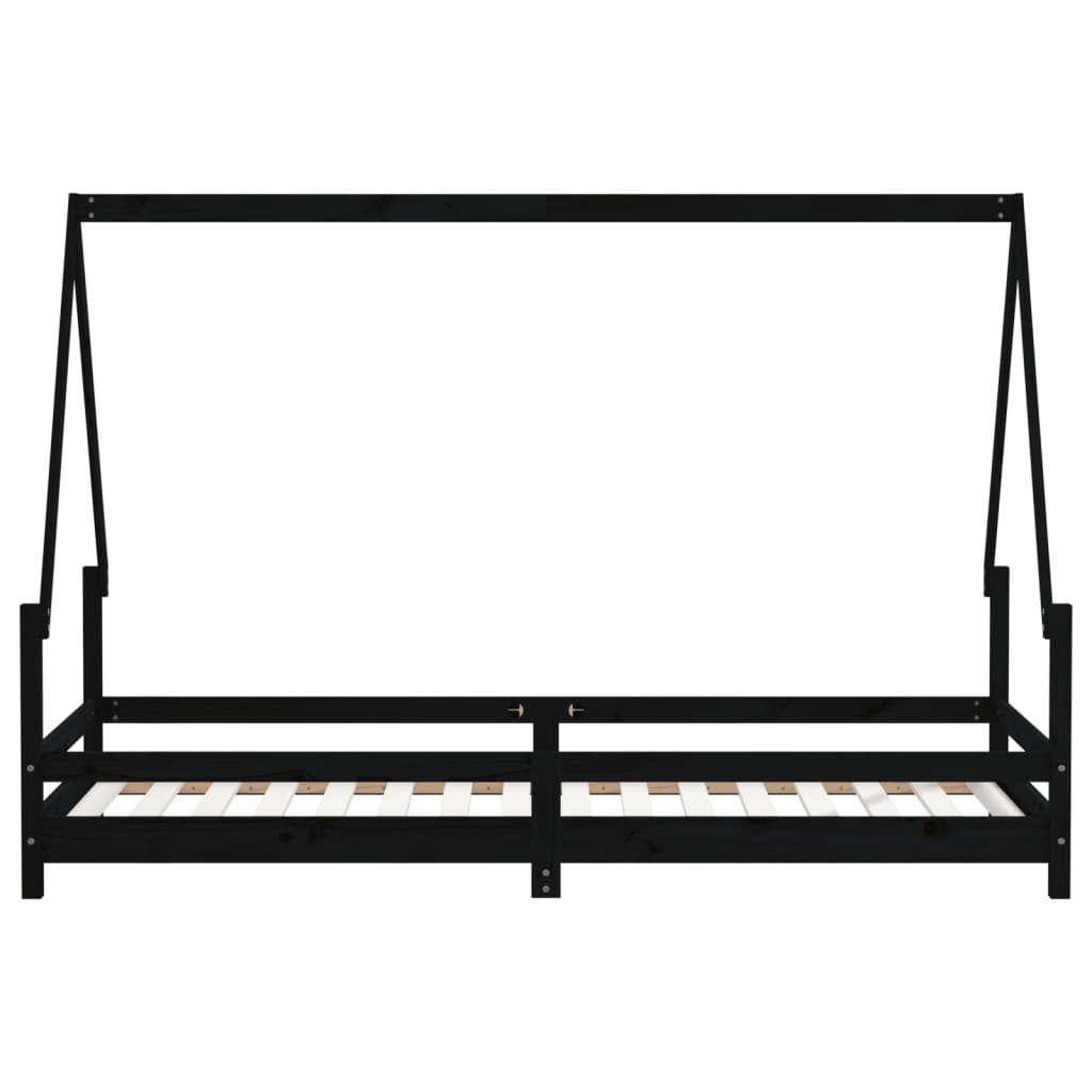 vidaXL Kids Bed Frame Black 80x200 cm Solid Wood Pine