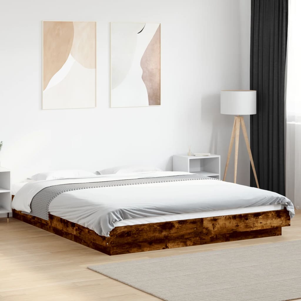 vidaXL Bed Frame without Mattress Smoked Oak 150x200 cm King Size